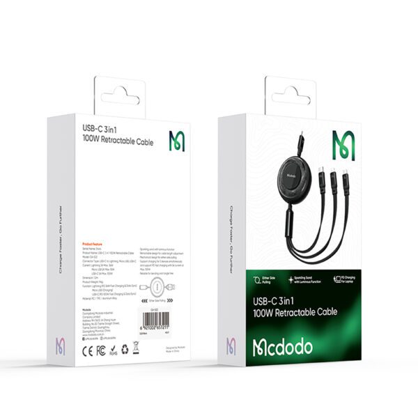 کابل شارژ سه سر 100 وات مک دودو Mcdodo 3in1 CA-5220