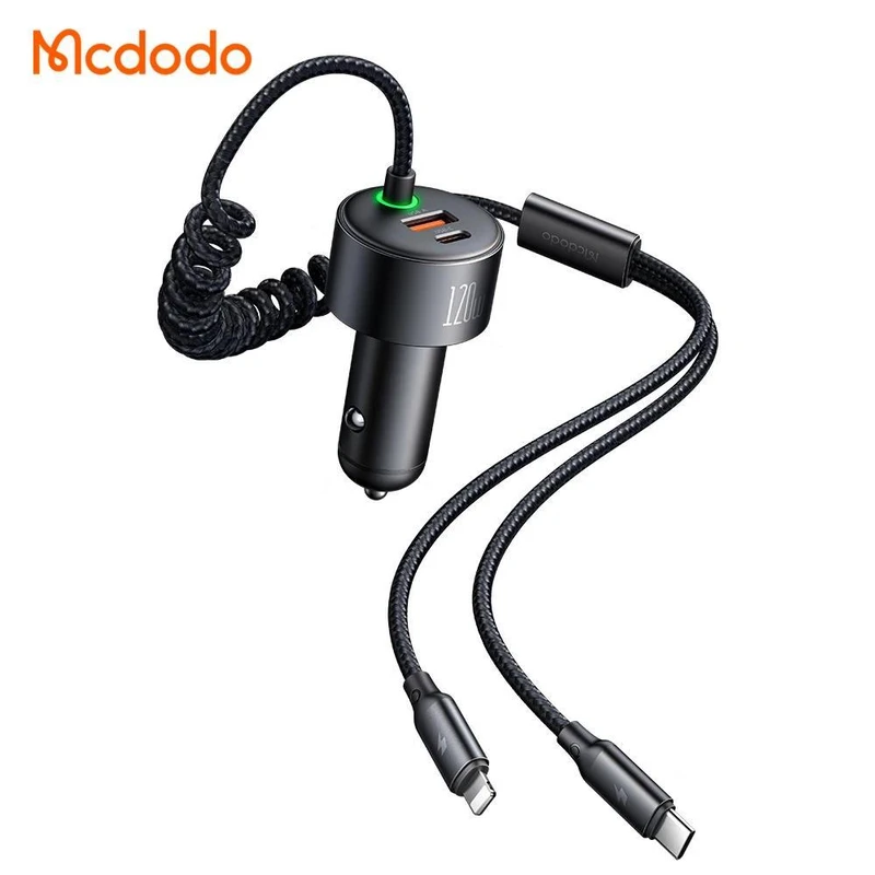 شارژر فندکی120 وات مک دودو مدل cc-0370 به همراه کابل USB-C/لایتنینگ - Image 4