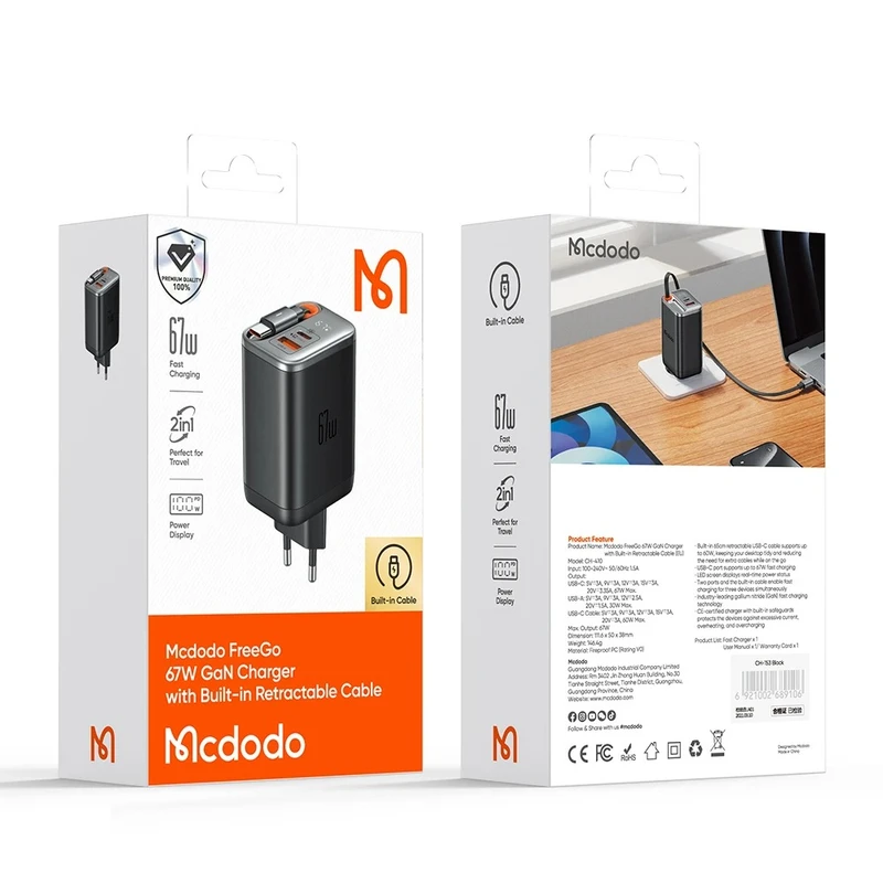شارژر دیواری 67 وات مک دودو مدل CH-4100 به همراه کابل USB Type-C - Image 10